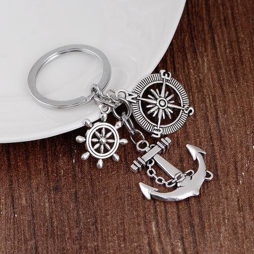 Compass Anchor Rudder Charms Keychain