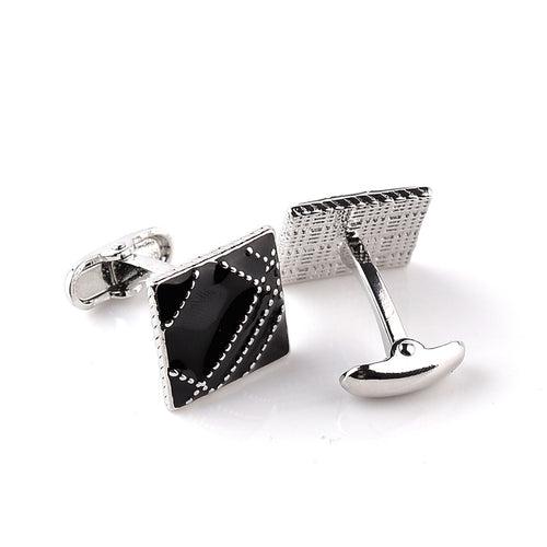 Black Enamel Lines Pattern Cufflinks