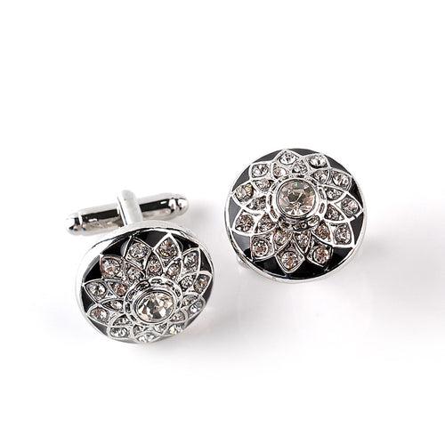 Crystal Flower Shape Cufflinks