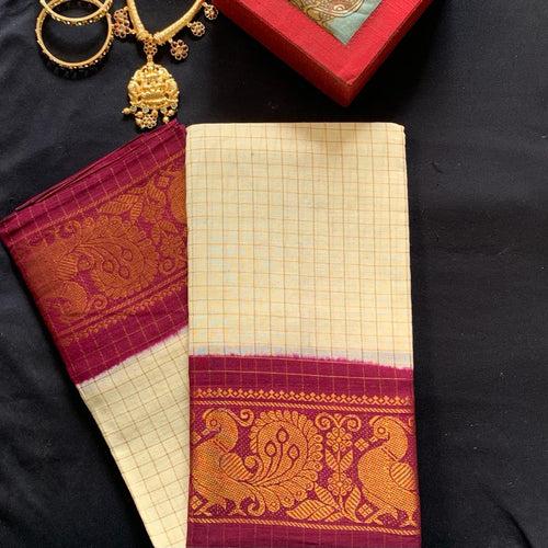 Geetanjali - Madurai Sungudi with zari kattam checks