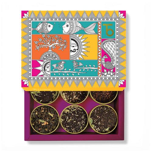 Chai Serenity: Vibrant, Madhubani-Inspired Gift