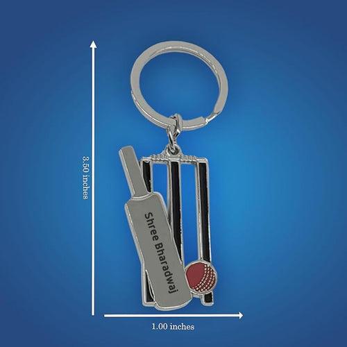 Personalized Cricket Bat Keychain | Cricket Fan Gift | Cricket Bat, Ball, Wickets