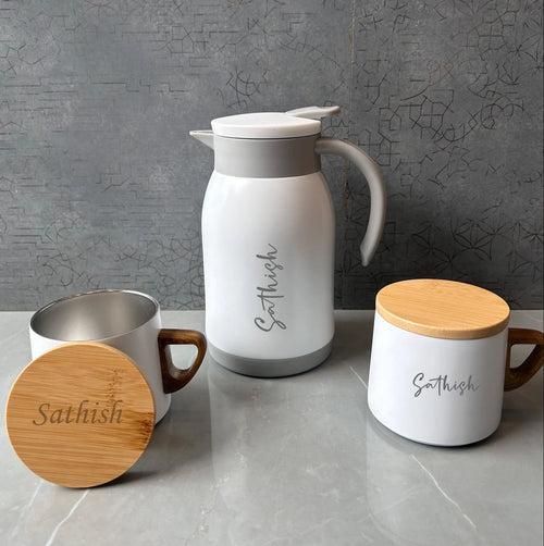 Personalized Kettle & Mug Set (Stainless Steel) | Diwali Special