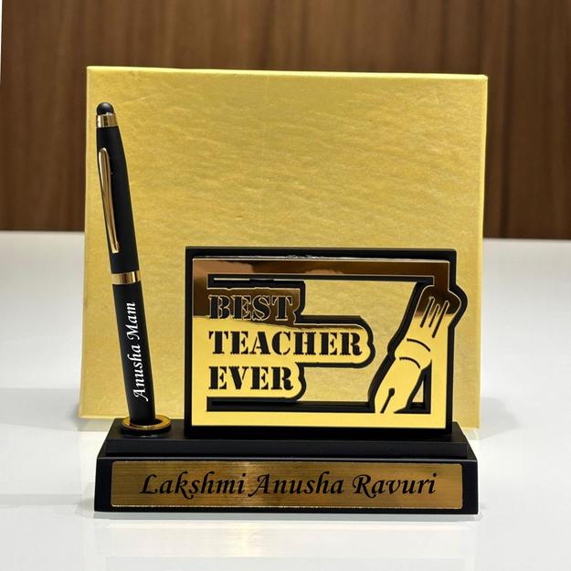 Best Teacher Ever Table Stand with Pen