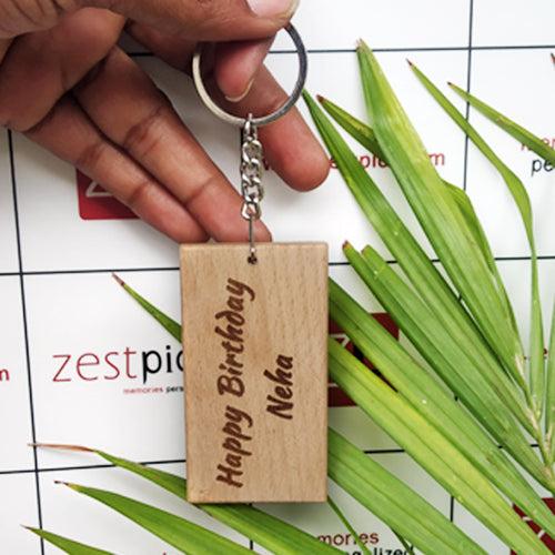 Rectangle Wooden Keychain