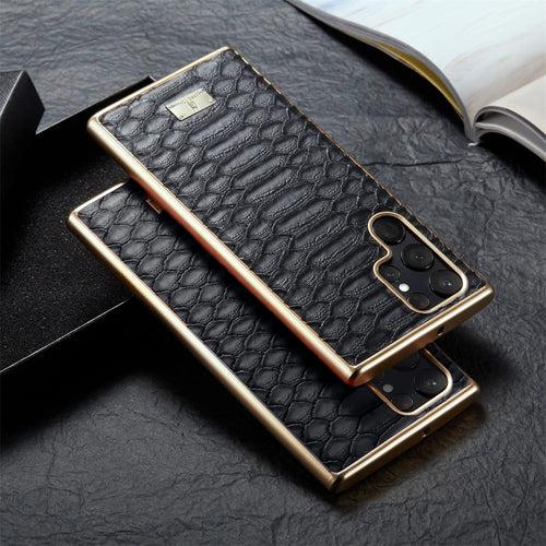 Jet Black Gold Plated Premium Leather Luxury Case