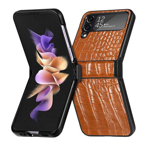 Saddle Brown Croco Pattern Leather Luxury Case