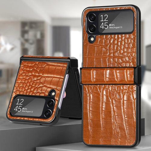 Saddle Brown Croco Pattern Leather Luxury Case