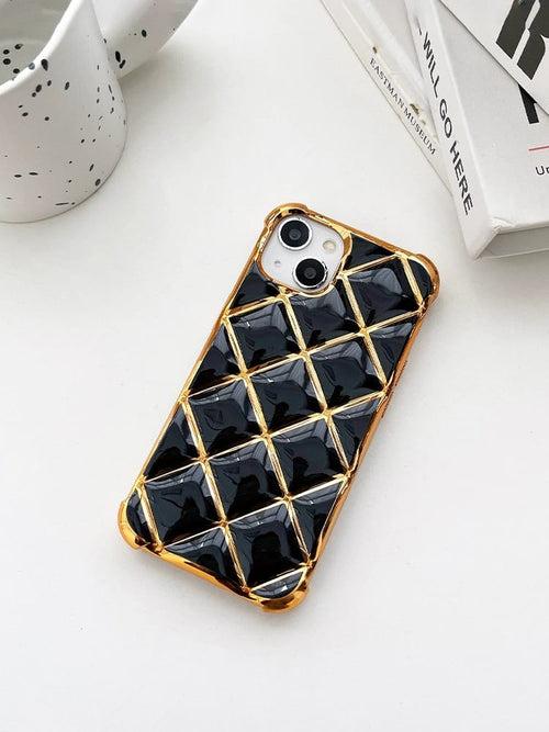 Luxury 3D Grid Pattern Gold Electroplated Cover