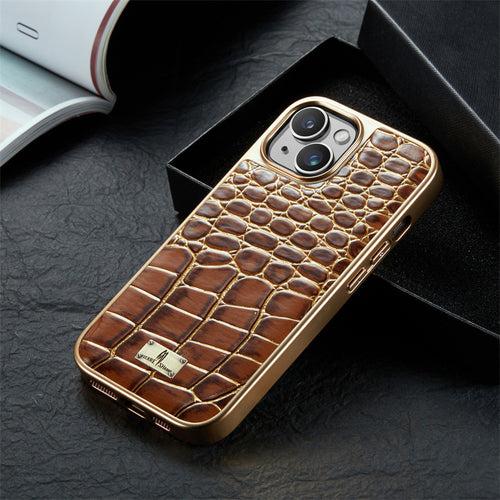 Royal Gold Electroplated Croco Pattern Leather Luxury Cover