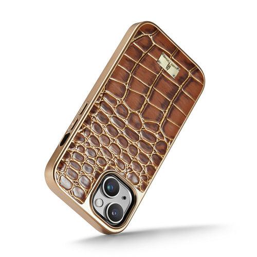 Royal Gold Electroplated Croco Pattern Leather Luxury Cover