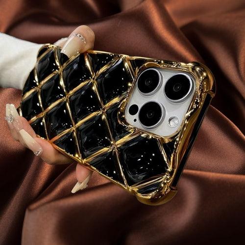 Luxury 3D Grid Pattern Gold Electroplated Cover