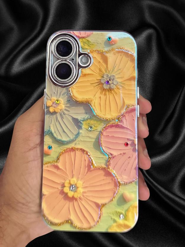 Cute Floral Glossy Glitter Cover