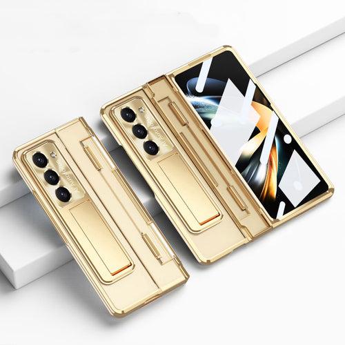 Gold Electroplated Premium Transparent Glass Cover (with Front Glass and Hinge protection)