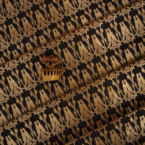 Katan Brocade Silk Fabric - Black