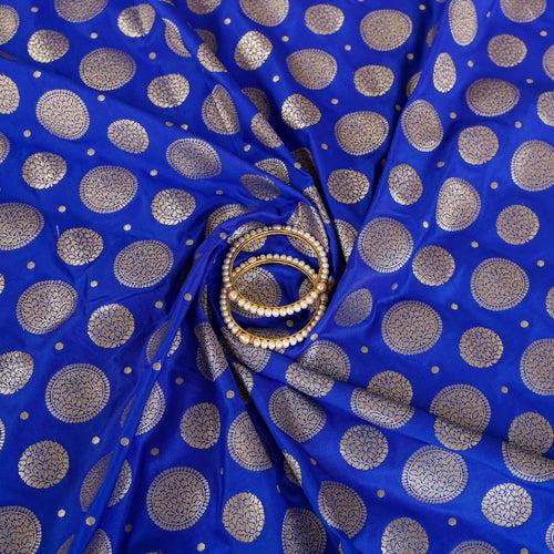 Katan Brocade Silk Fabric - Royal Blue