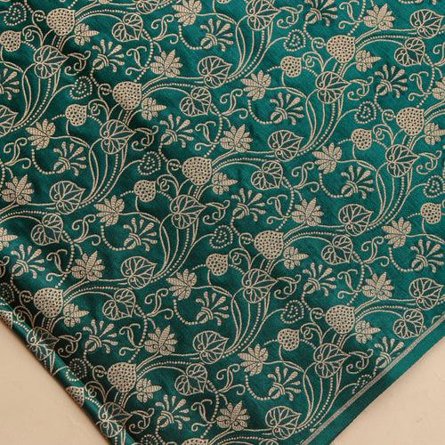 Satin Brocade Silk Fabric - Bottle Green