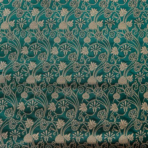 Satin Brocade Silk Fabric - Bottle Green