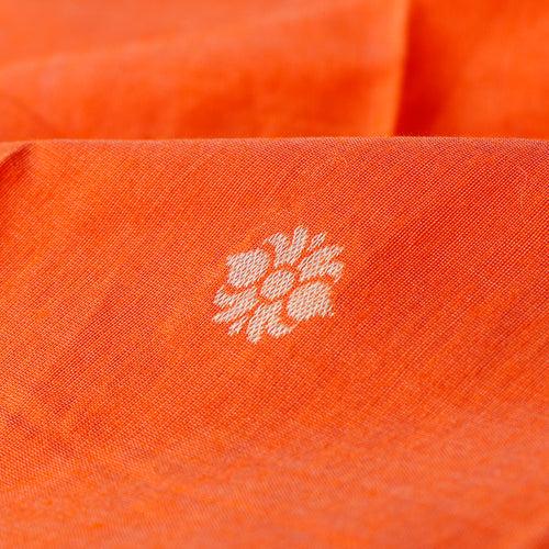 Pure Chanderi Silk Fabric - Orange