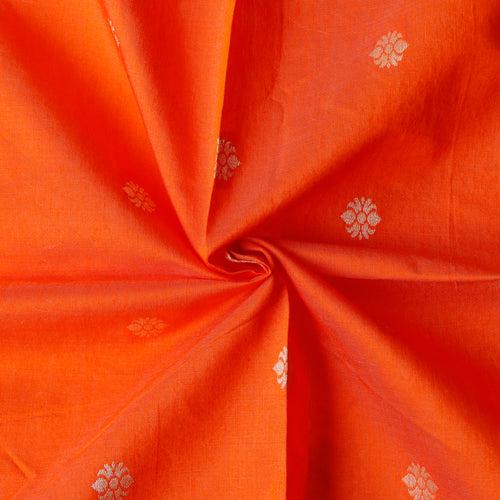 Pure Chanderi Silk Fabric - Orange