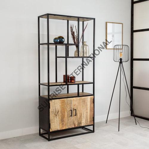 Industrial style bookcase bookshelf Display rack in solid wood & Metal combination !