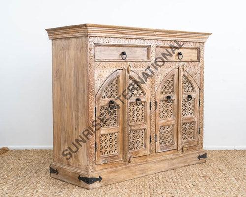 Mehrabi design wooden sideboard cabinet with hand carving !