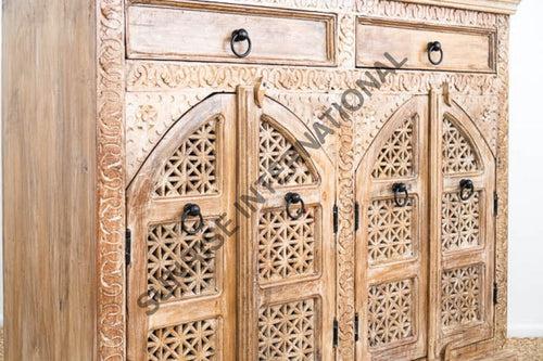 Mehrabi design wooden sideboard cabinet with hand carving !