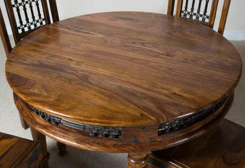 Solid Sheesham Wood 4 seater Round Dining table with Metal work !