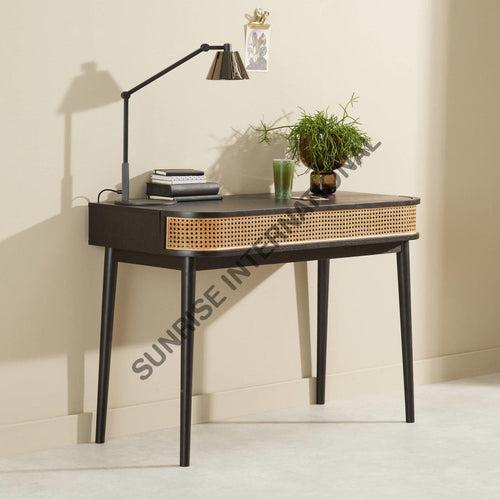 Wooden Writing - laptop table - Desk  - study table design with Rattan cane work