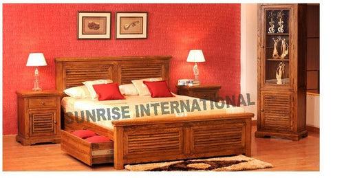 DESIGNER WOODEN QUEEN / KING SIZE STORAGE BED WITH 2 OPTIONAL MATCHING BEDSIDE CABINET