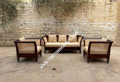 Mid Century designer wooden rattan cane sofa with cushion - Make your combination !