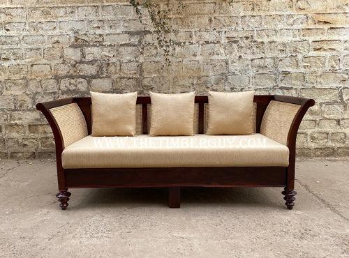 Mid Century designer wooden rattan cane sofa with cushion - Make your combination !