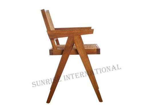 Mid Century wooden Relaxing Arm chair - Cane Rattan Style Chandigarh chair Furniture