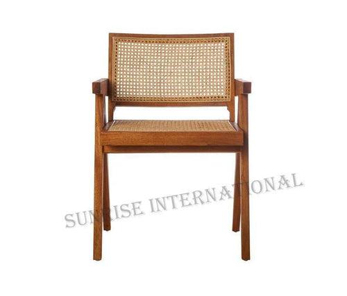 Mid Century wooden Relaxing Arm chair - Cane Rattan Style Chandigarh chair Furniture