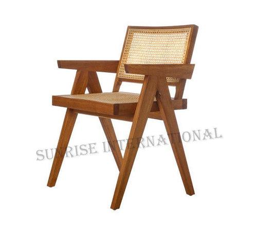 Mid Century wooden Relaxing Arm chair - Cane Rattan Style Chandigarh chair Furniture