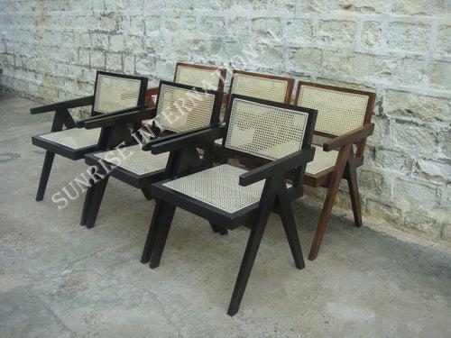 Mid Century wooden Relaxing Arm chair - Cane Rattan Style Chandigarh chair Furniture