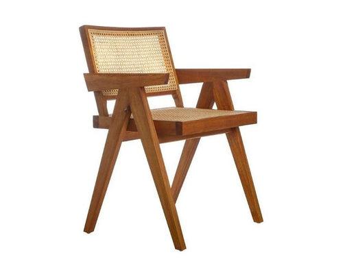 Mid Century wooden Relaxing Arm chair - Cane Rattan Style Chandigarh chair Furniture