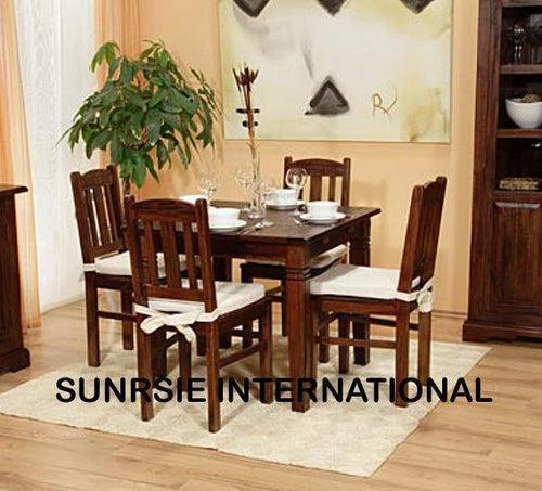 Solid Wooden Dining set ( 1 Square Table + 4 chairs )