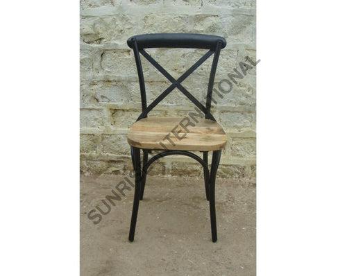 Designer Cross back Metal & wood combination chair for Home or Restaurant