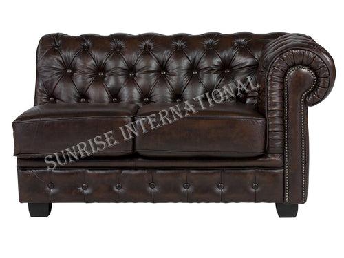living room furniture - Luxurious L Shape Genuine Leather Chesterfield Sectional Sofa Set