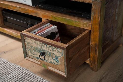 Reclaimed recycled wood tv cabinet for modern home (2 drawers)