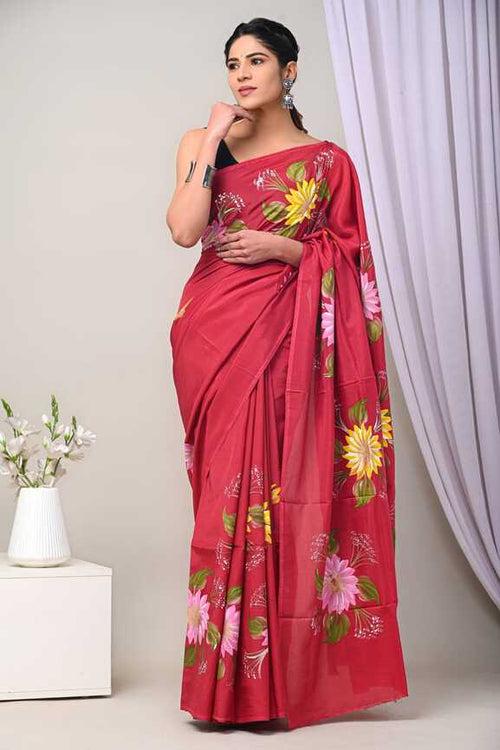 Assam silk Hand blockprint Sarees, with Blouse