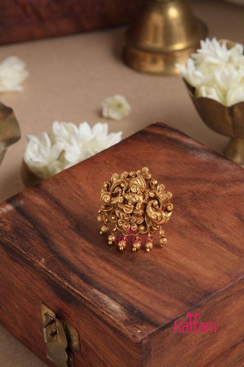 Antique Gold Lakshmi Adjustable Ring
