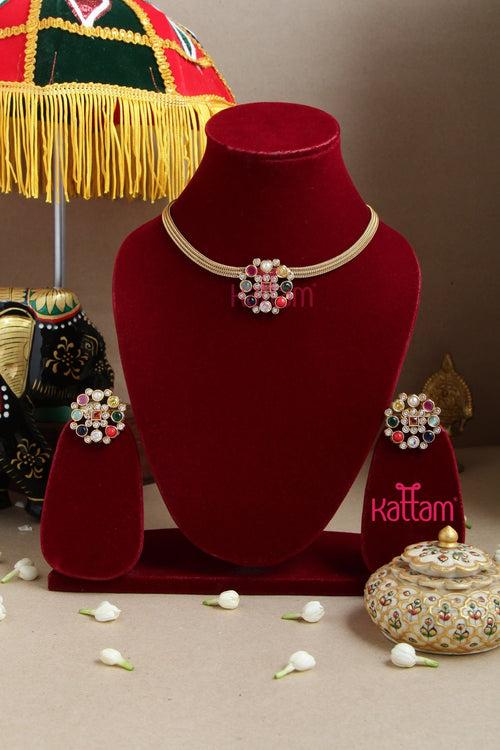 Navaratha Pendant Choker - Design 2