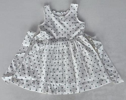 Blue Polka Dot Print Gathered Dress