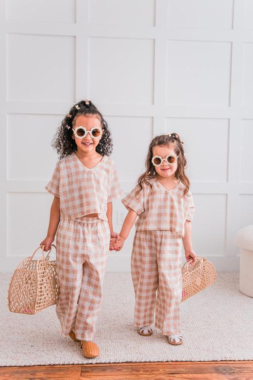 Blush Checkered Print Top & Pant Set