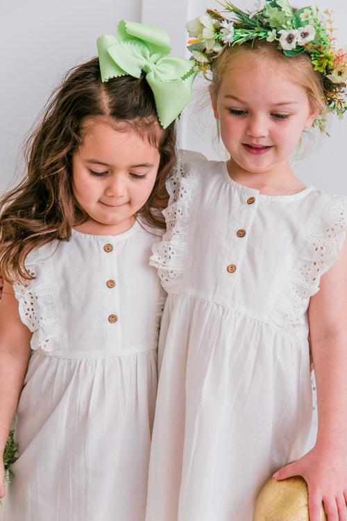 White Broderie Anglaise Flower-Girl Dress