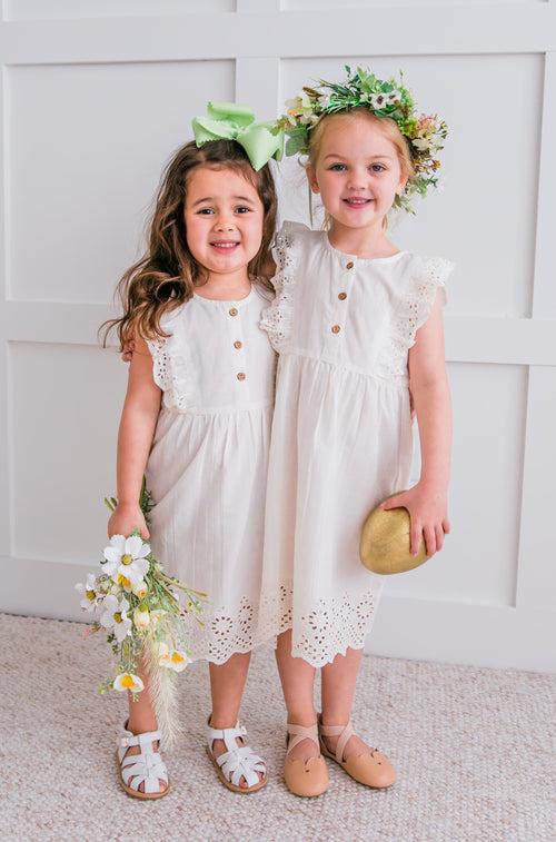 White Broderie Anglaise Flower-Girl Dress