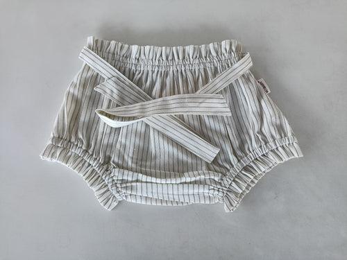 Grey Dot Striped Shorts-Style Diaper Cover With Belt