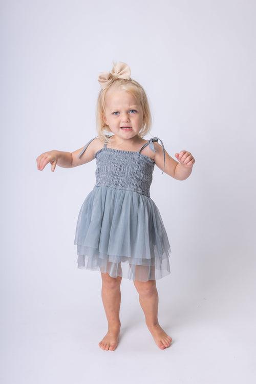 Grey Tulle Infant Ruffle Romper